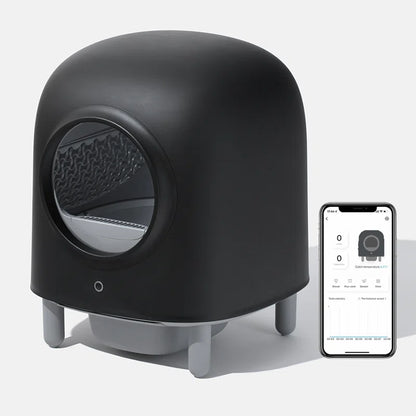 Self Cleaning Cat Litter Box, App Control, Safety Protection, Automatic Smart Robot Litter Box for Multiple Cats, with Garbage Bags&Plastic Air Filter, Black& White