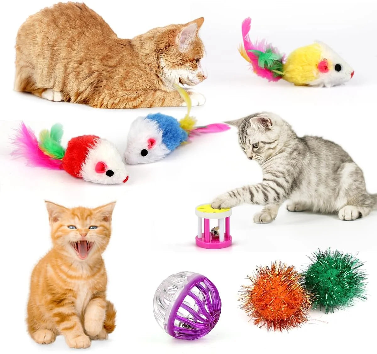 37 PCS Cat Toys, Interactive Kitten Toys for Indoor Kitty, Variety Catnip Toy Set Including Collapsible Cat Tunnel Tube Tent