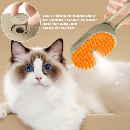 Pet Steam Brush Electric Spray Cat Hair Brush 3 In1 Dog Steamer Brush for Massage Hair Removal Grooming Supplies Pet Accessories