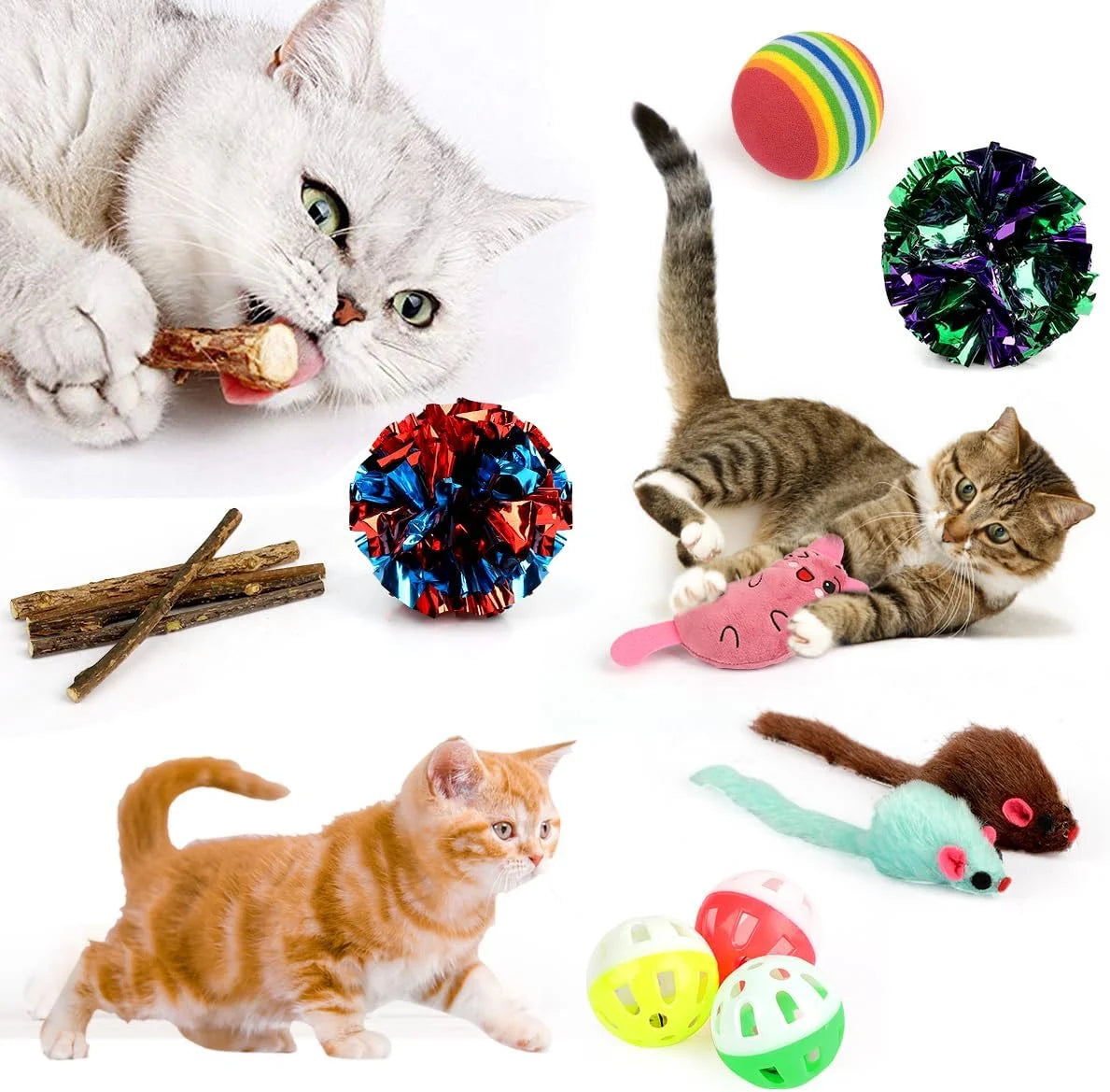37 PCS Cat Toys, Interactive Kitten Toys for Indoor Kitty, Variety Catnip Toy Set Including Collapsible Cat Tunnel Tube Tent