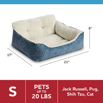 Lounger Small Dog or Cat Bed, Blue 21" X 17"